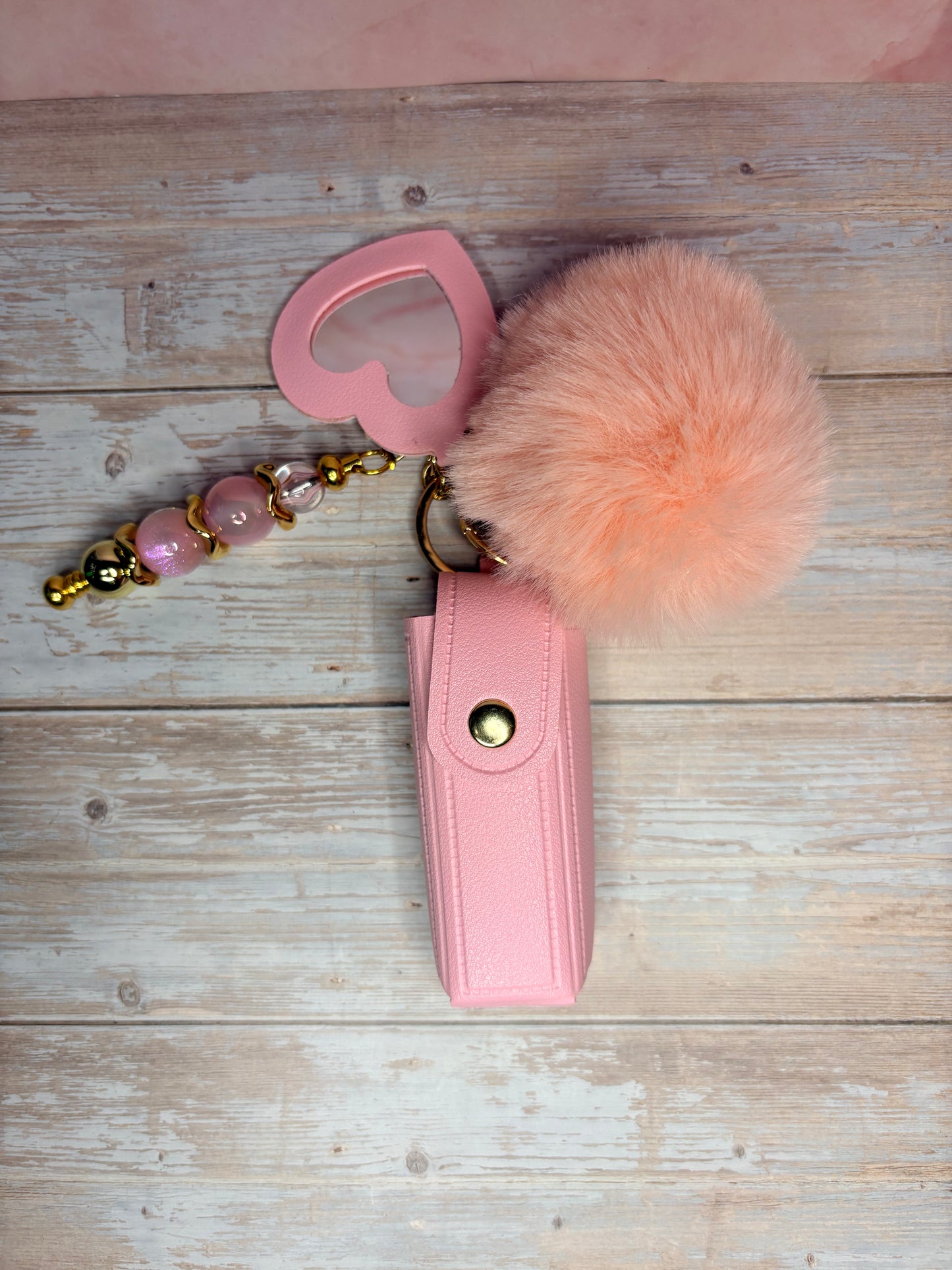 Lipstick & Lip Gloss Holder Bag Charm with Mini Mirror