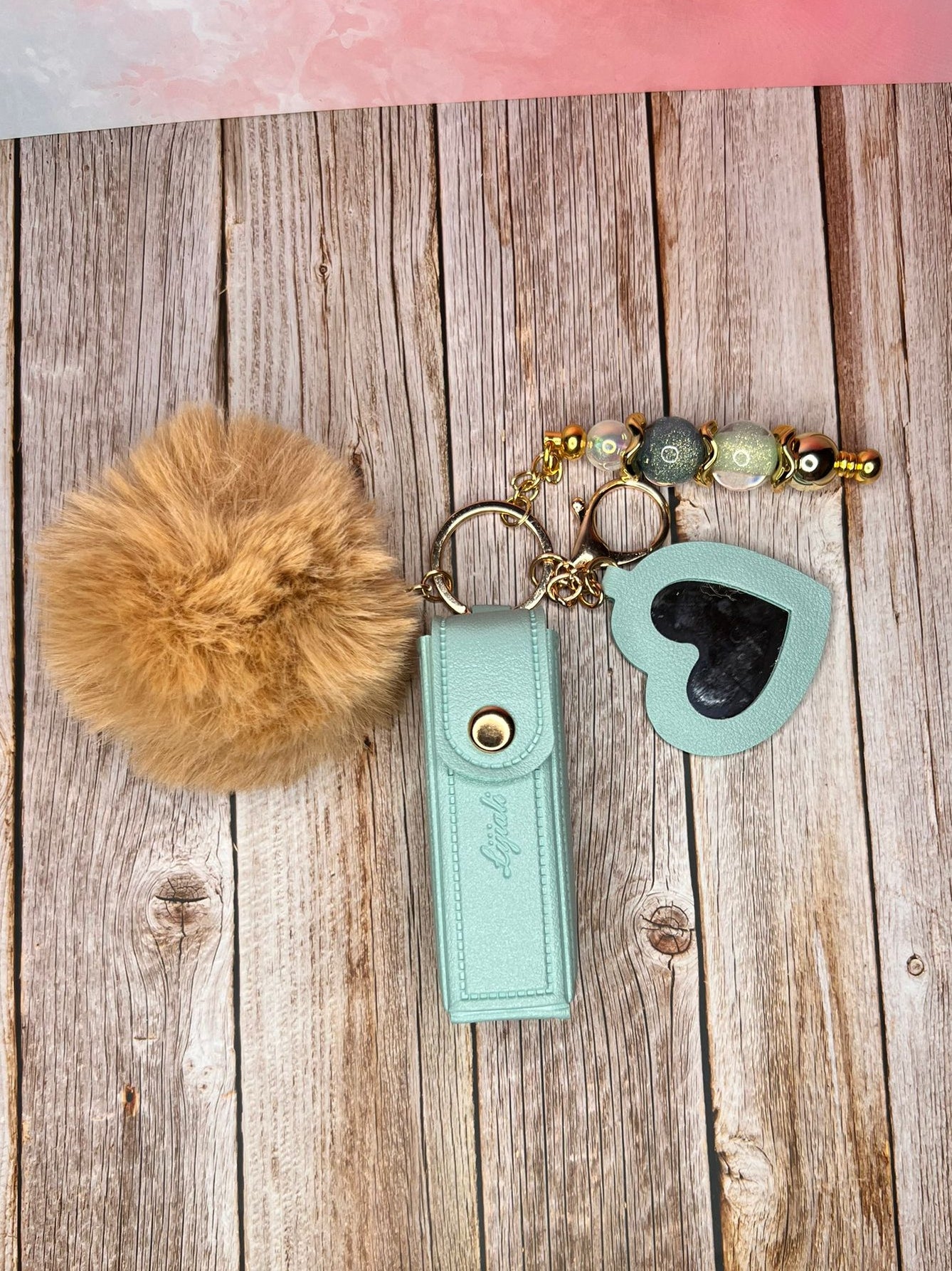 Lipstick & Lip Gloss Holder Bag Charm with Mini Mirror