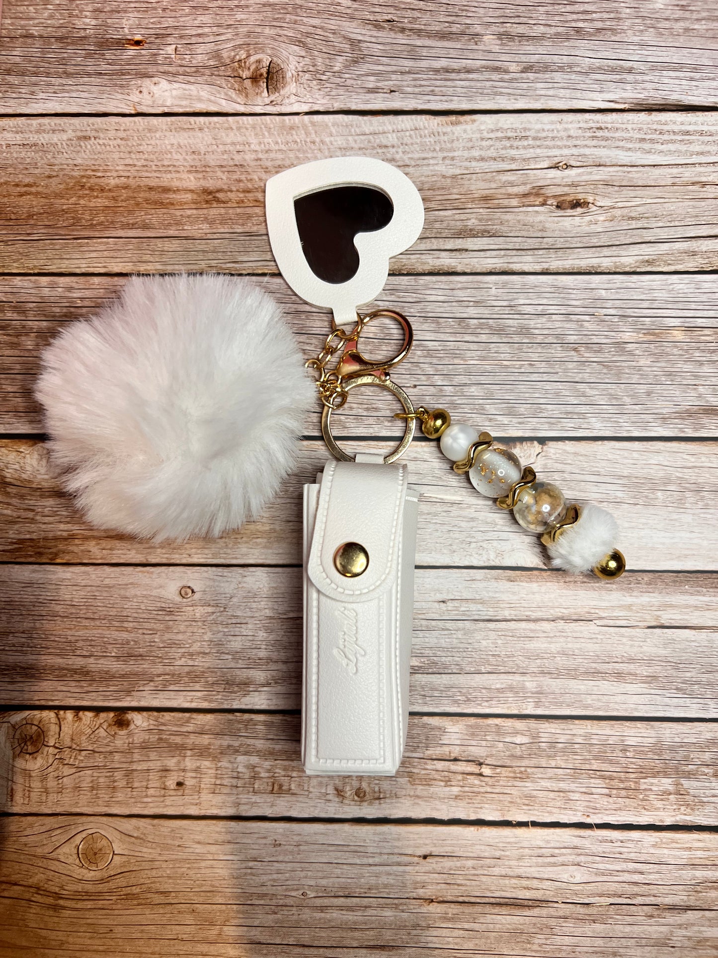 Lipstick & Lip Gloss Holder Bag Charm with Mini Mirror