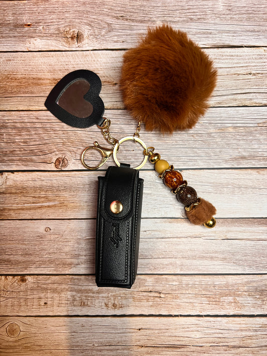 Lipstick & Lip Gloss Holder Bag Charm with Mini Mirror